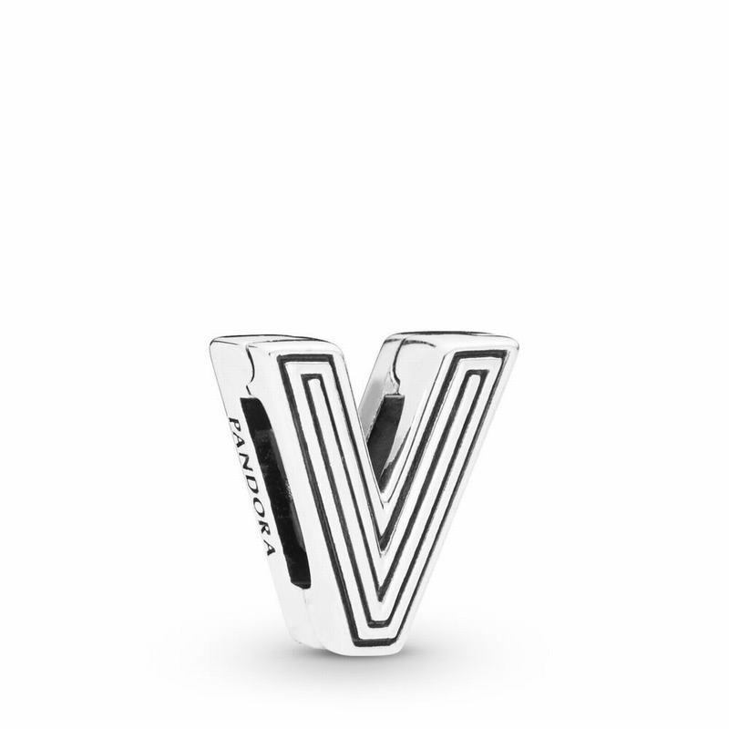 Pandora Australia Reflexions™ Letter V Clip Charm - Sterling Silver | PHUKVQ176